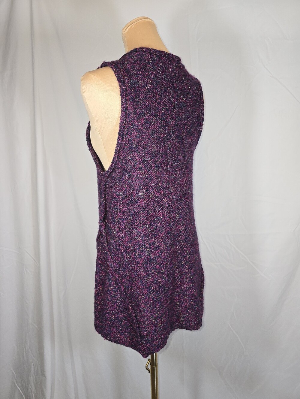 Purple Multicolor Knit Button-Front Vest - Picture 5 of 9